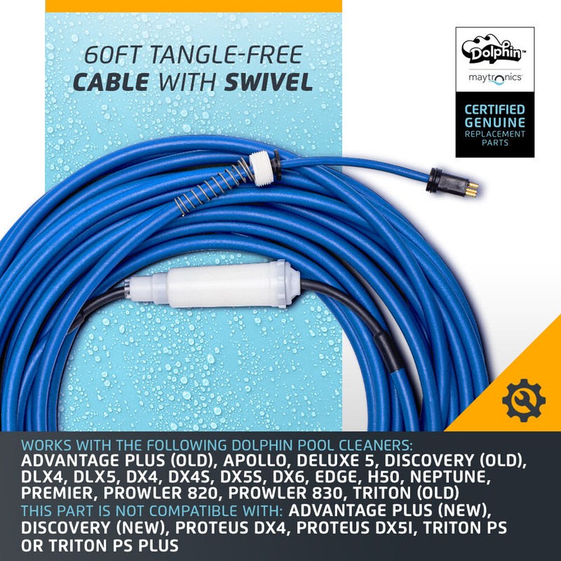 Dolphin Genuine Replacement Part Durable 60 FT Blue Cable w/ Swivel 9995872-DIY gallery