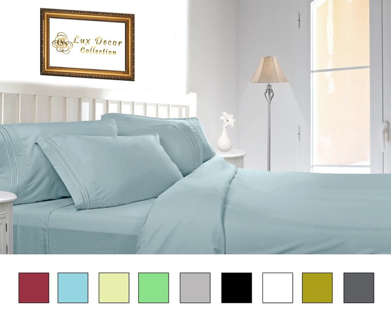 Embroidered Blue - Lux Decor Bed Sheets- HIGHEST QUALITY Extra Brushed gallery