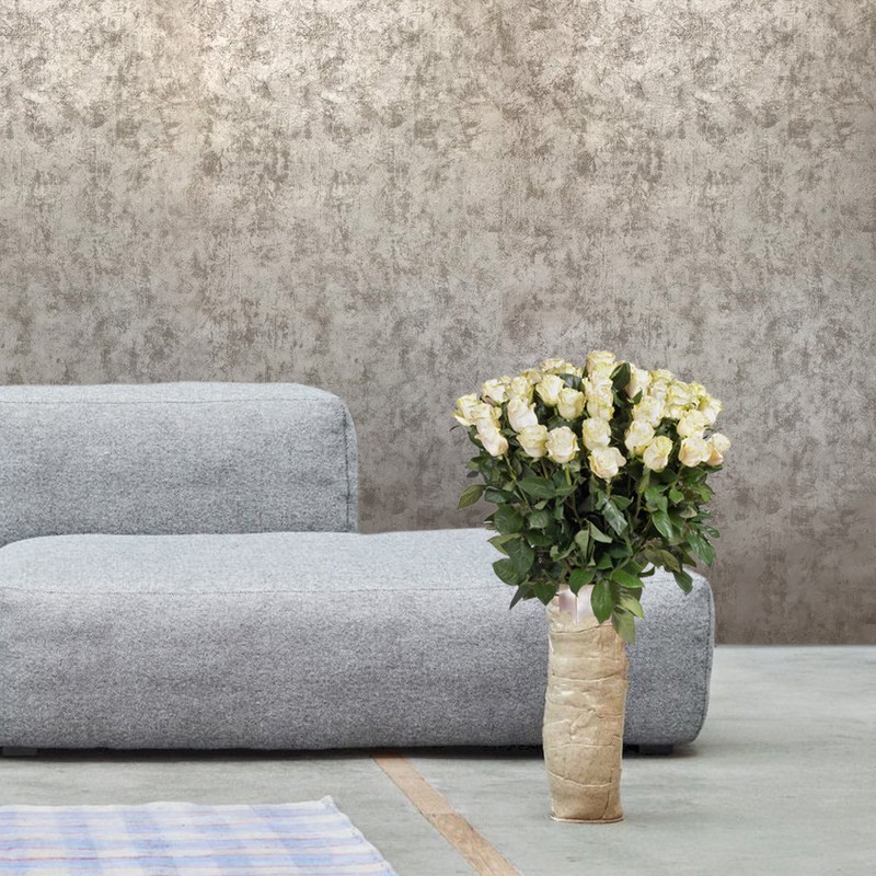 Modern Wallpaper textured rolls Rose gold pink Metallic plain plaster Concrete gallery