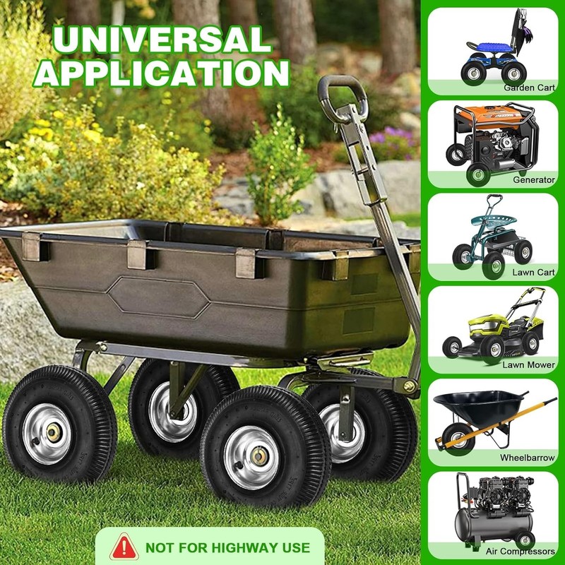 4.10/3.50-4 Polyurethane Solid Wheel Non-Rubber Tires for Garden Wagon Cart 2pcs gallery