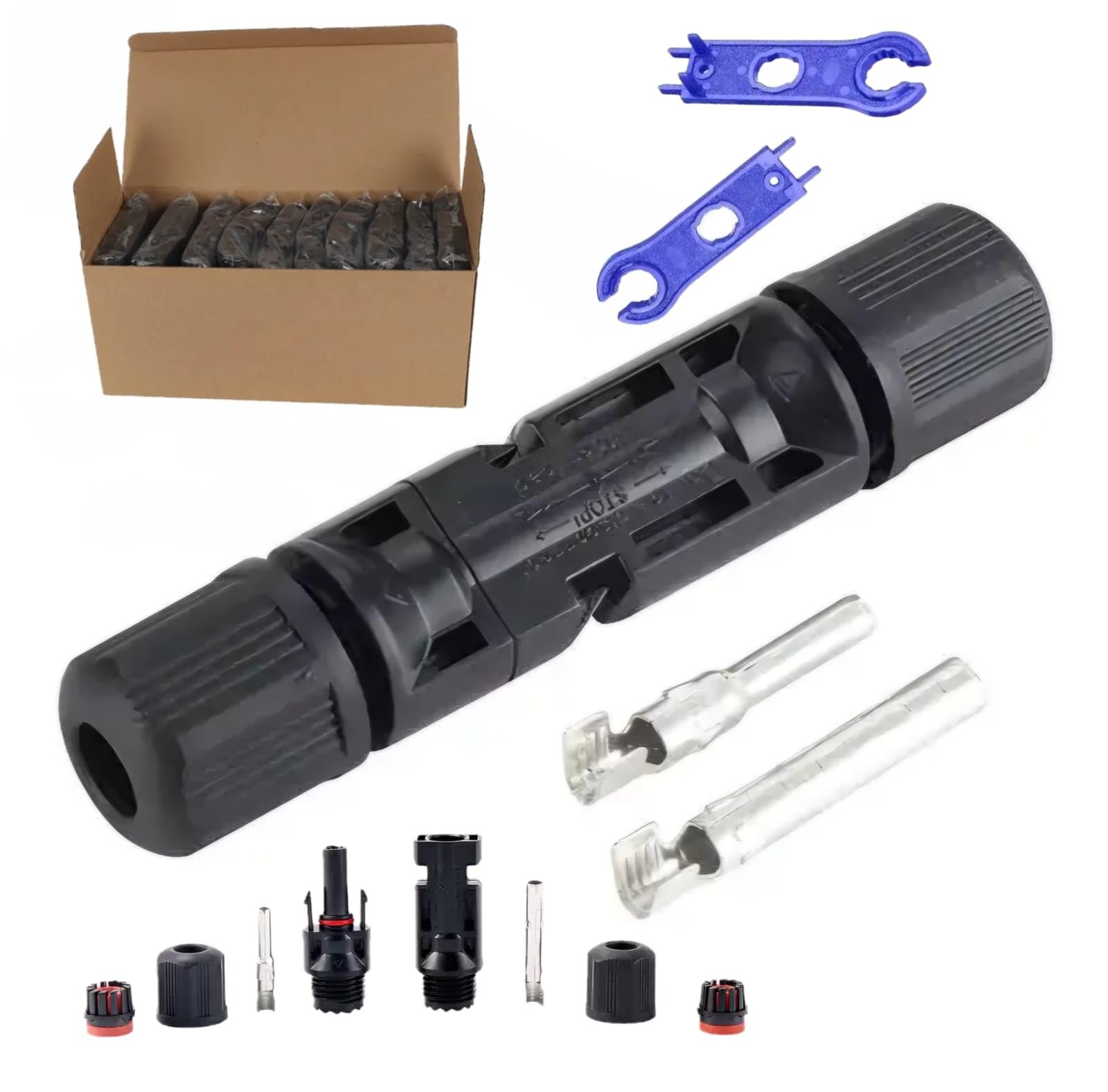 100x MC4 Solar Panel Connectors IP67 Waterproof Male/Female + 2 Spanners gallery