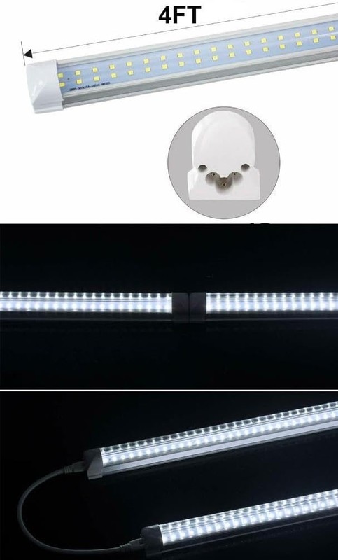 [4PACK] Alpha LED 4FT 18W 36W Double Line Integrated 6000K-6500K Cool White... gallery