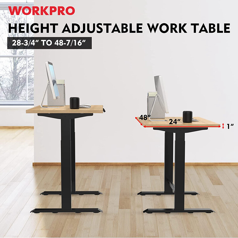 WORKPRO 48in Electric Standing Desk Adjustable Workbench Wooden Top & Dual Motor gallery