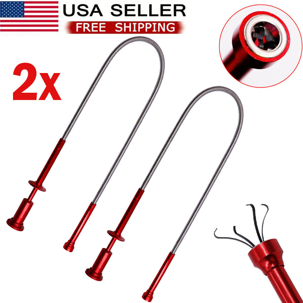 2PC Pick Up Tool 62cm Flexible Claw Magnetic LED Picker 4-Claw Trash Grabber Red gallery