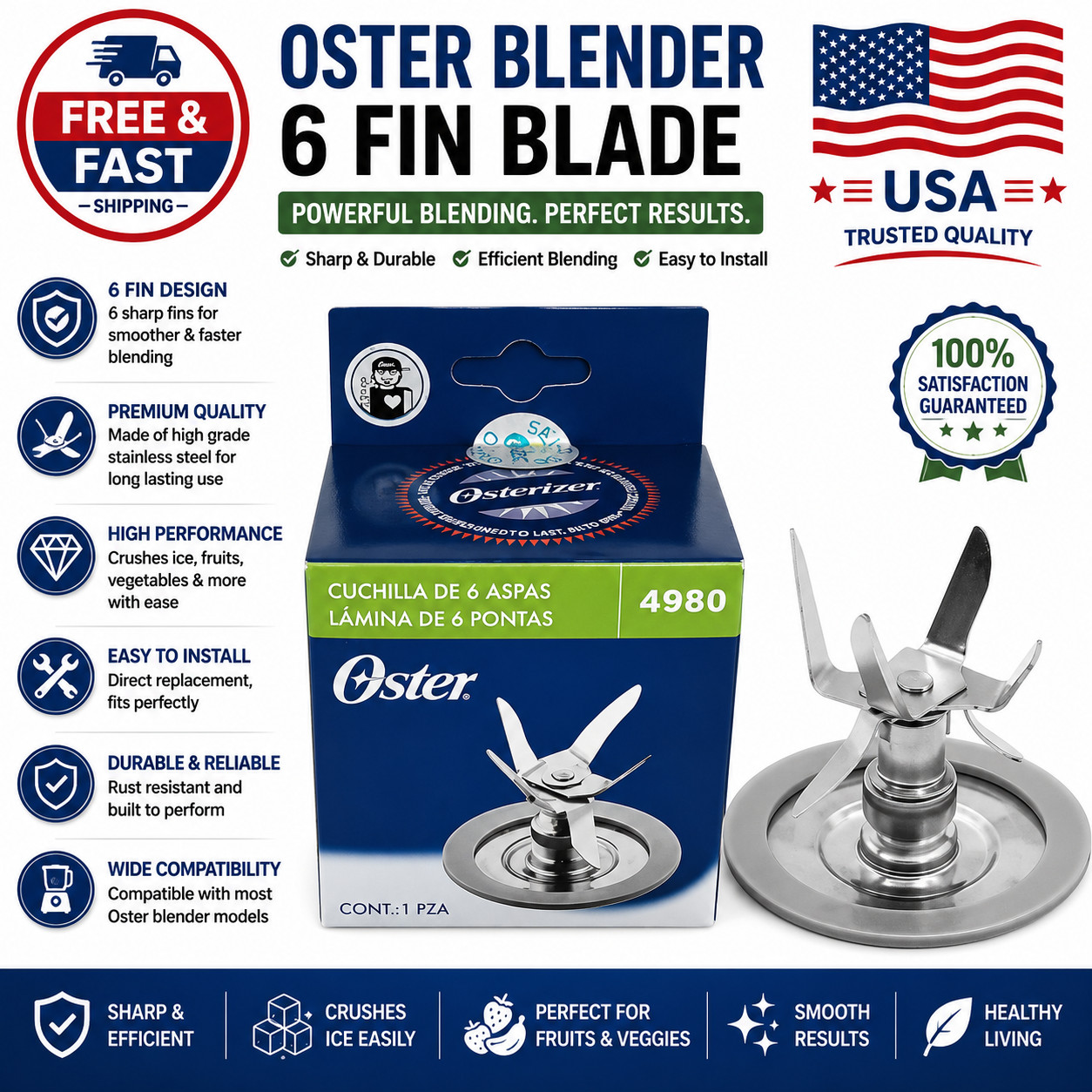 Replacement Parts 6 Point Fusion Blade Cutter Assembly Compatible with Oster gallery