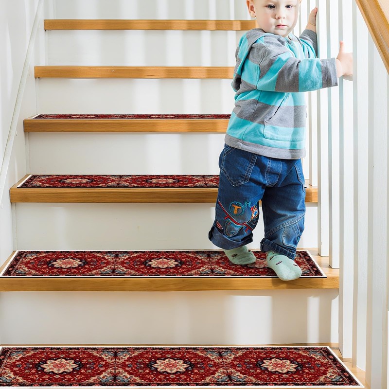 Stair Runner Non Slip 15 Pack, Persia Stair Treads for Wooden Steps 8" X 30" ... gallery