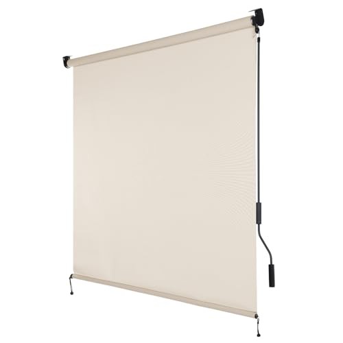 5% Openness Cordless Solar Fabric Roller Shade, 7'W x 8'H Sun Shade for gallery
