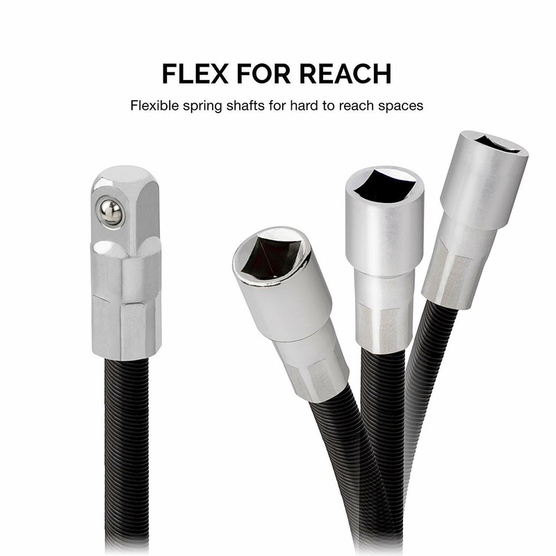 2pc Flexible Socket Extension 8" Long 3/8" & 6" 1/4" Socket Bar Ratchet gallery