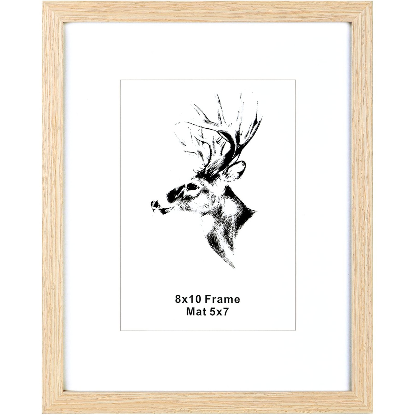 8x10 Picture Frame Matted to 5x7 Set of 4, Natural Solid Oak Wood 8x10 Frames... gallery