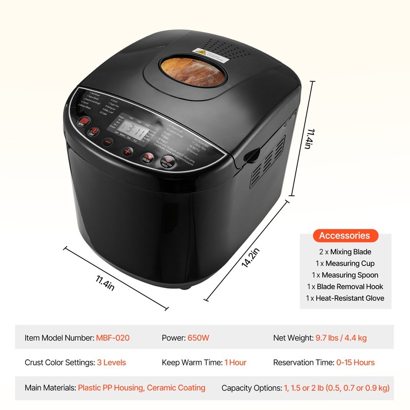 2LB 19-in-1 Bread Maker Automatic Compact Dough Machine Nonstick 3 Crust Colors gallery
