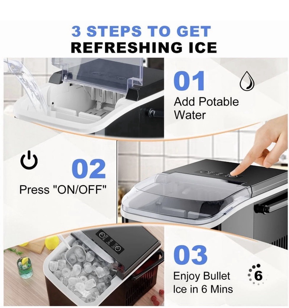 Bosch HMT72M450 Portable Countertop Ice Maker, 26 lbs, Self-Cleaning, 2 Cube Si… gallery