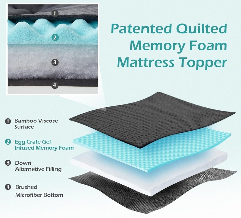 Short Queen Mattress Topper Memory Foam 60" x 75" Comfortable Sleep RV & Camper gallery