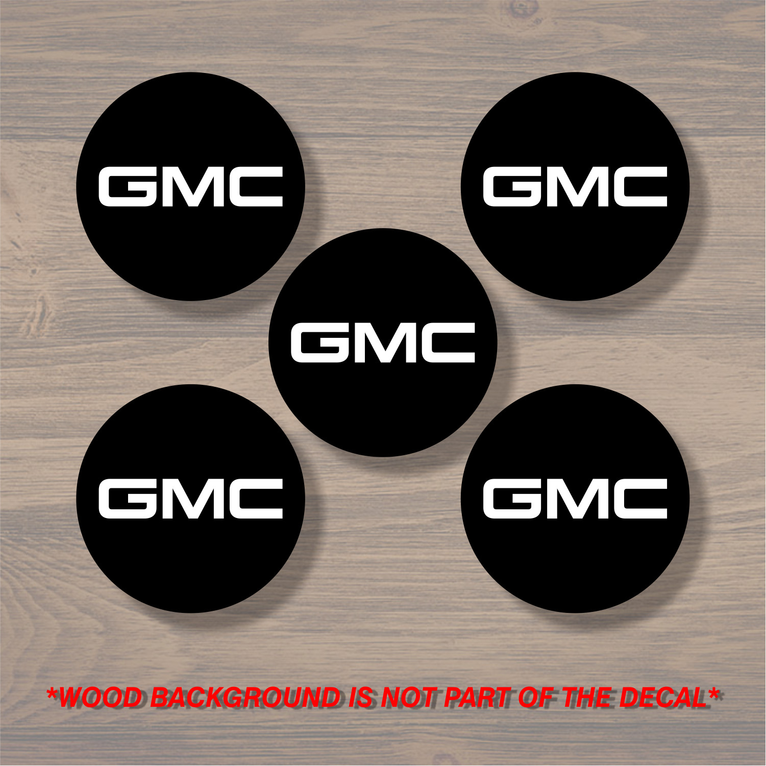 GMC Wheel Center Cap Overlay x5, Vinyl Decal Sticker gallery