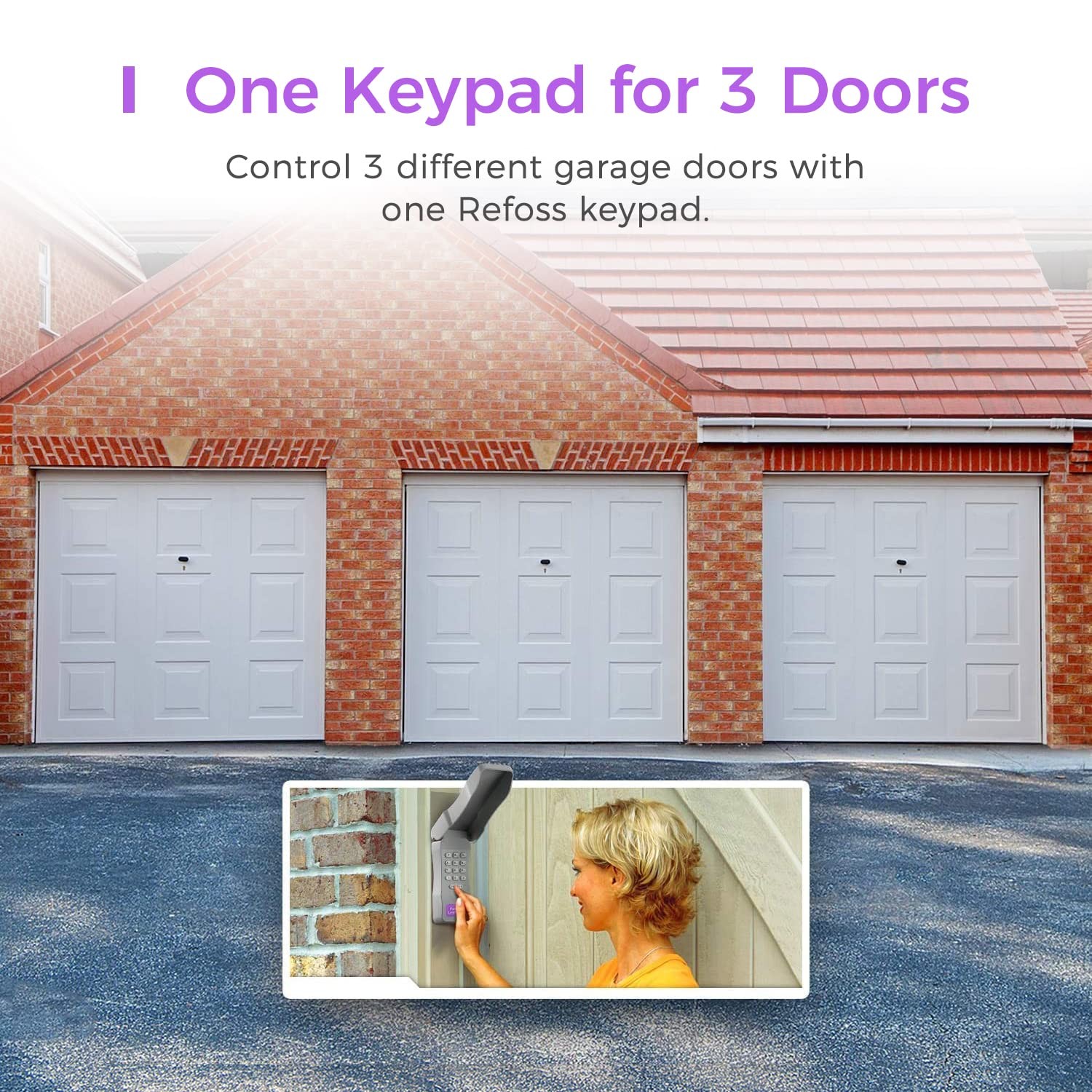 Wireless Garage Door Keypad Purple Learn Button, 315MHz Chamberlain/LiftMaste... gallery