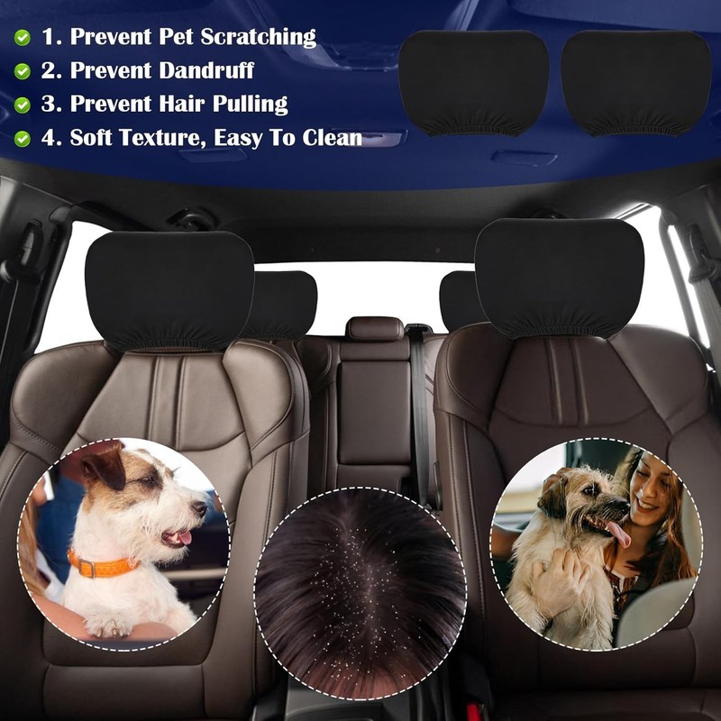 Universal Soft Fabric Headrest Covers for Cars, Vans, and Trucks, 2-Piece Set (B gallery