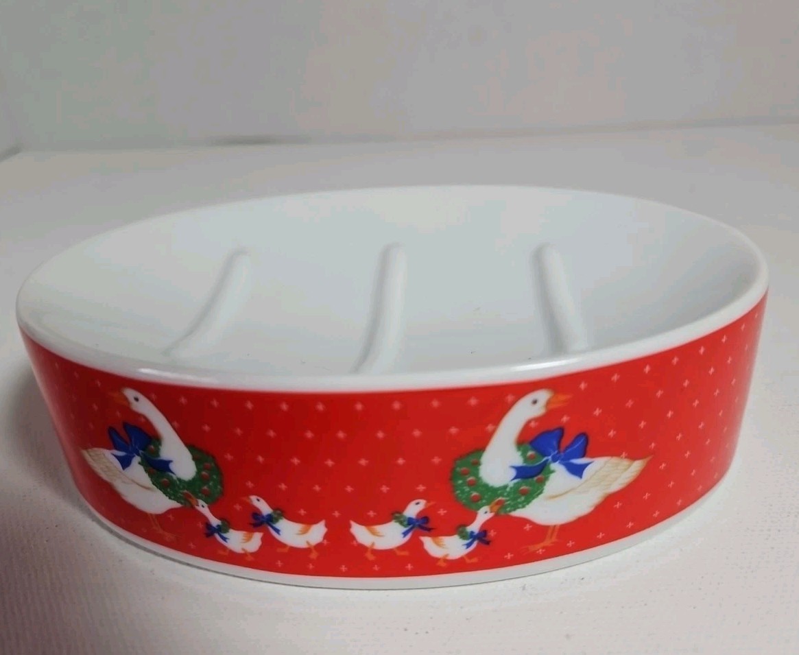 Christmas Country Goose Red Kitchen Bathroom Soap Dish gallery