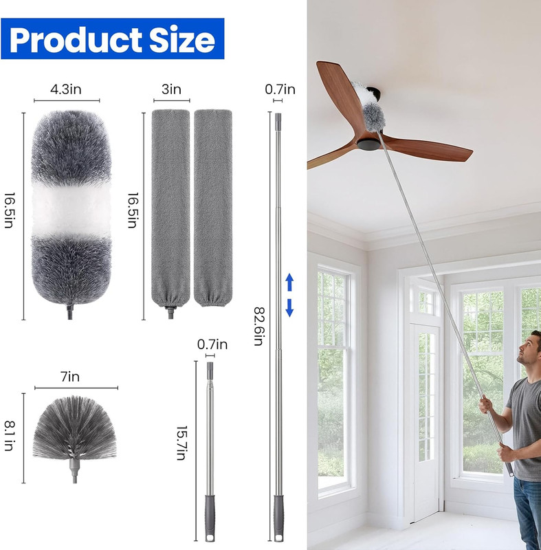 Extra-Long Dusters Kits with Extension Pole, Cobweb Duster, Microfiber Dustin... gallery