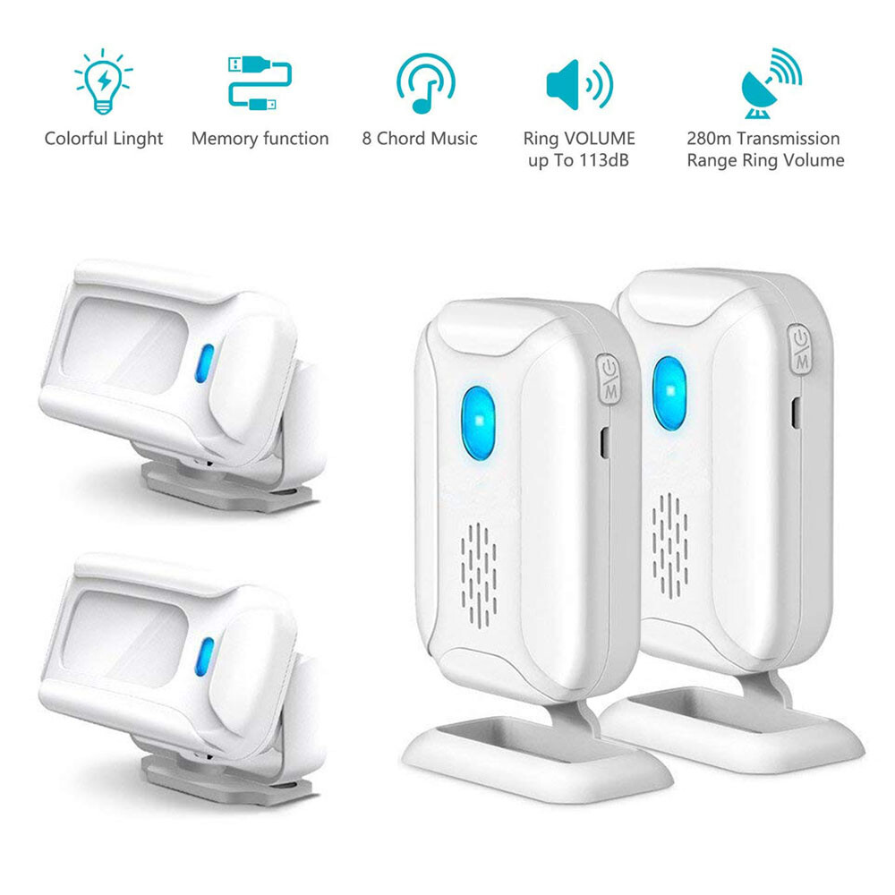 2 Wireless Motion Sensor Detector Gate Entry Door Bell Welcome Chime Alert Alarm gallery