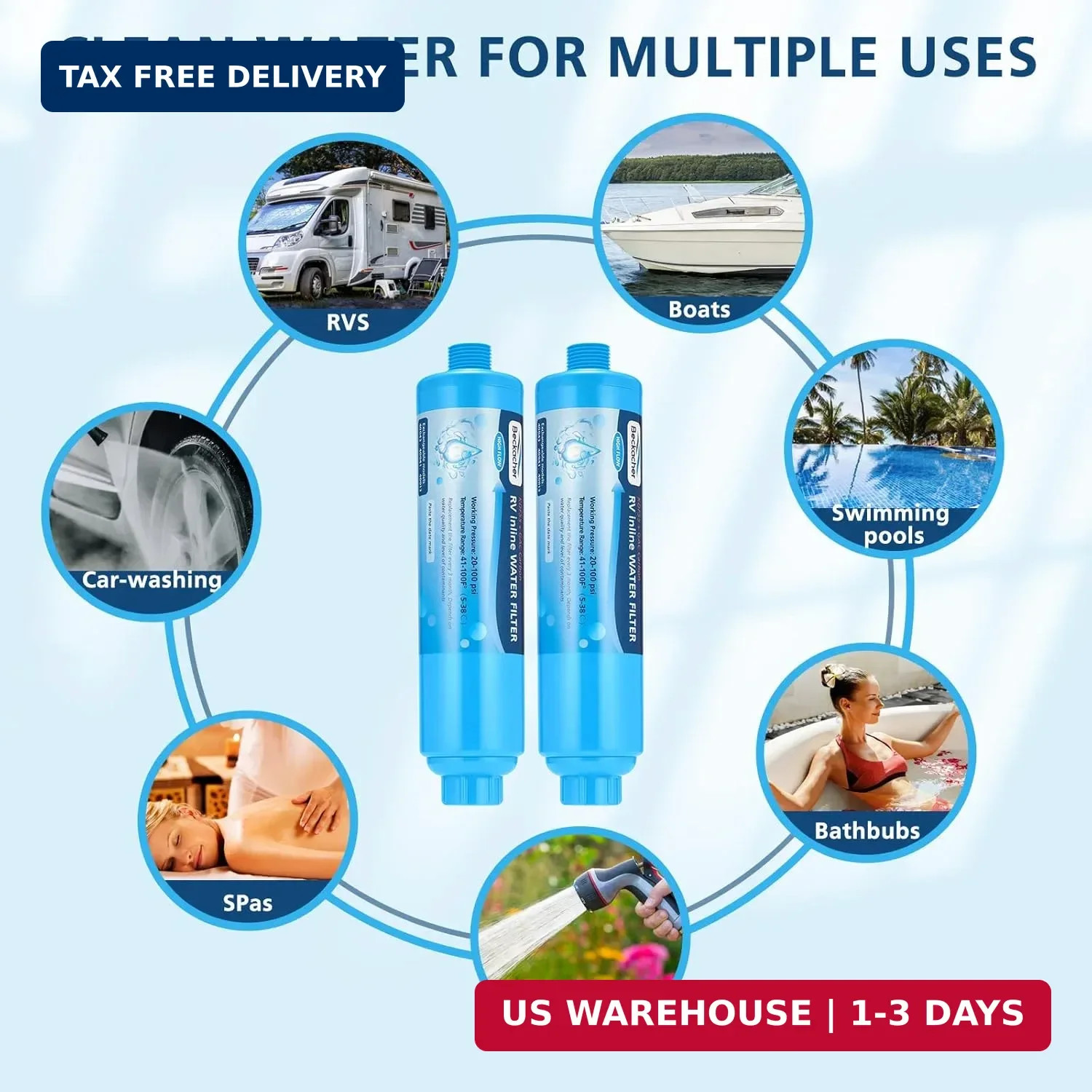 2-pack RV Water Filter, Advanced RV Inline Water Filter with Flexible Hose Prote gallery