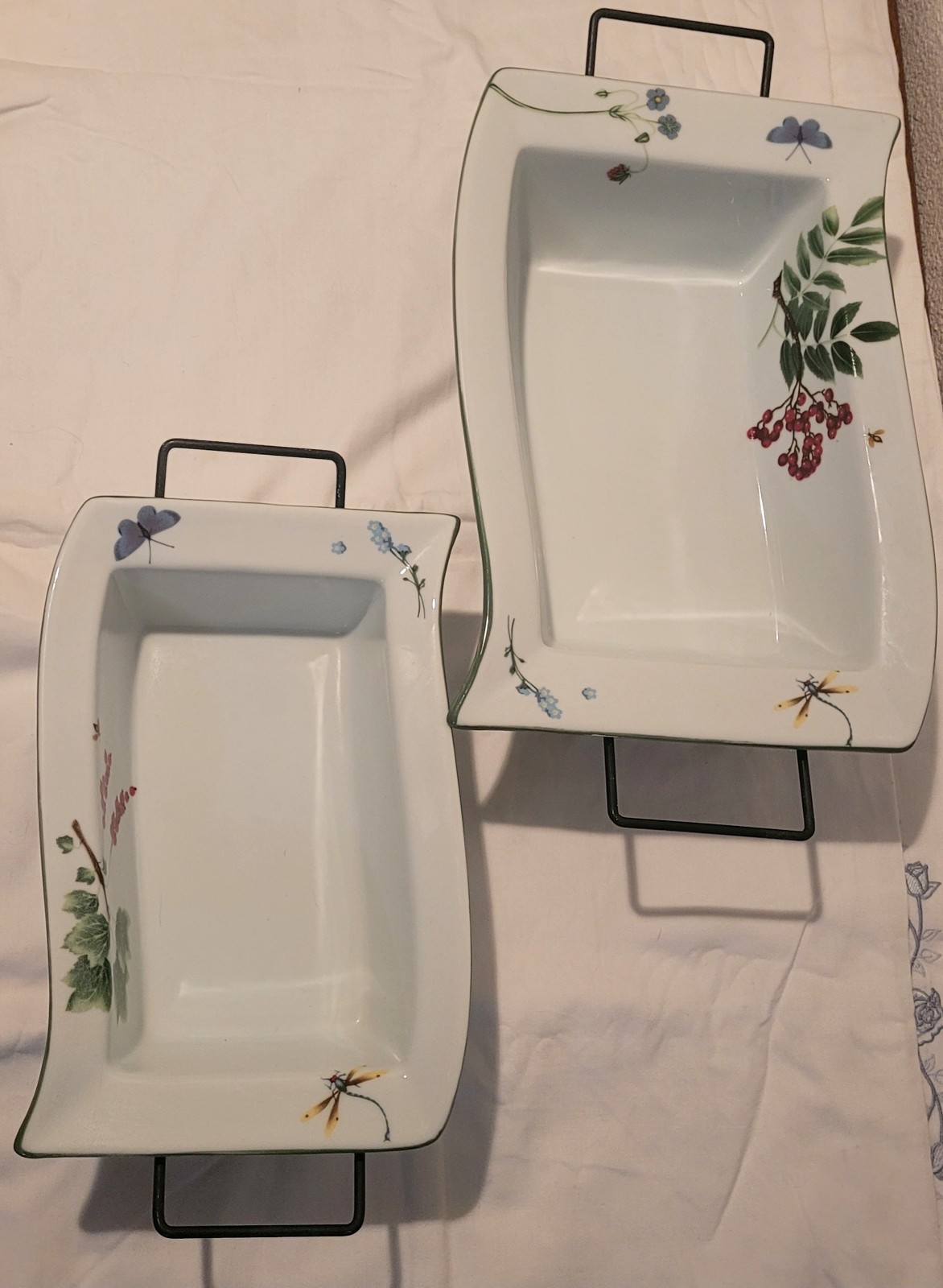 Temp-tations Wavy Rectangular Baking Dish Floral Dragonfly Butterfly Set Of 2 gallery