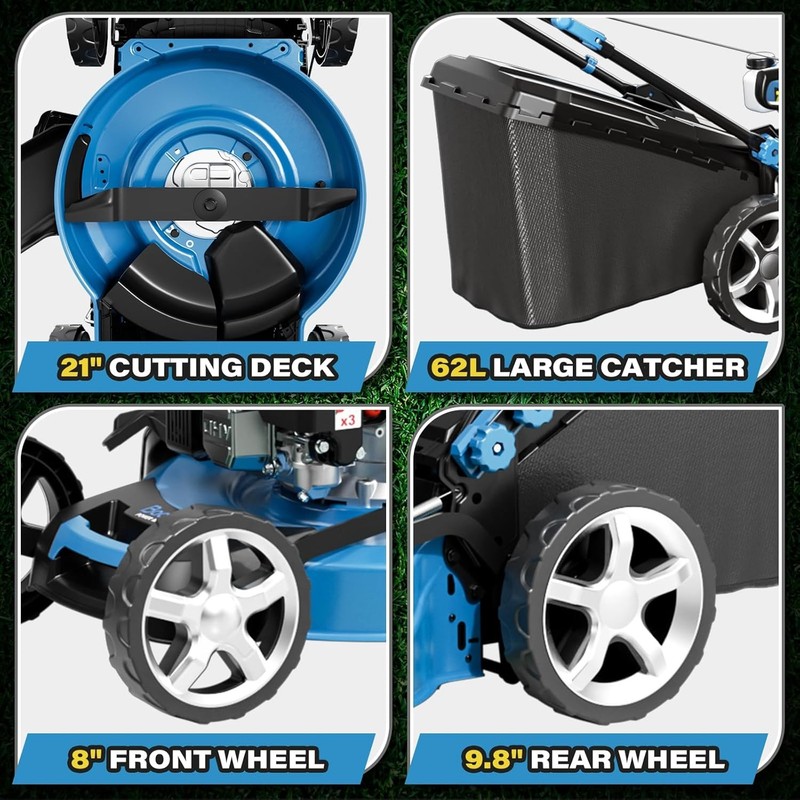 21“ Cutting Deck 201cc 4-Cycle Engine 7 Levels 3-in-1 Gas Powered Push Lawnmower gallery