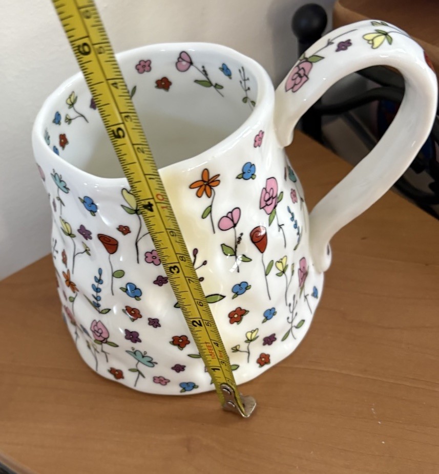 20oz Ceramic Floral Irregular Shape Oversized Coffee Mug - Handmade BigHandle gallery