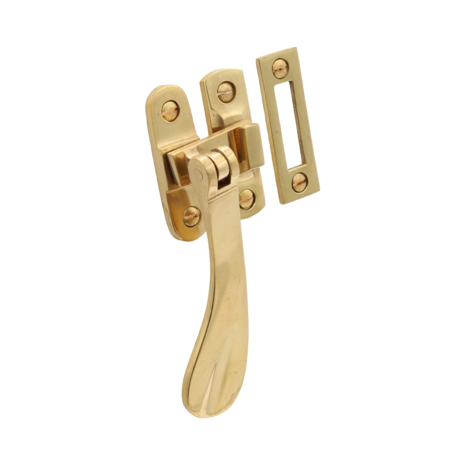 Flat Handle Window Casement Latch Set in Polished Brass gallery
