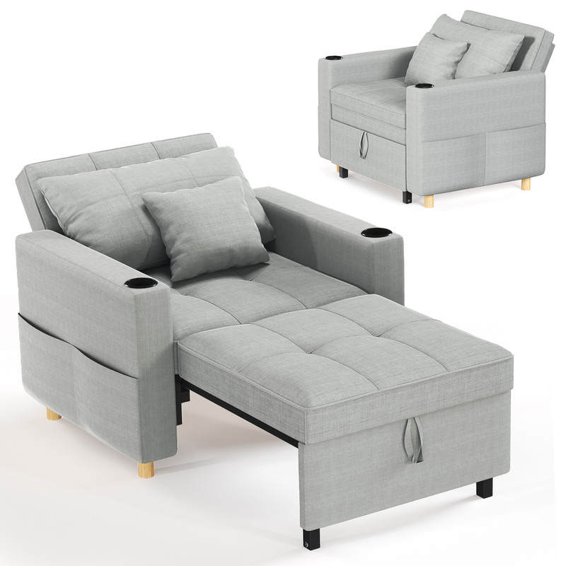 Convertible Sofa Bed 3-in-1 Pull out Arm Chair Folding Recliner Sleeper 5 Color gallery