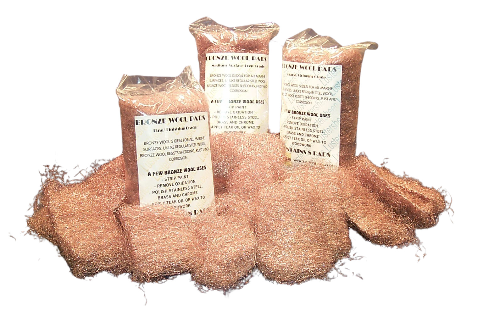 One or More Lustersheen 8 Pad Pack Bronze Wool~Choose Coarse, Medium or Fine gallery