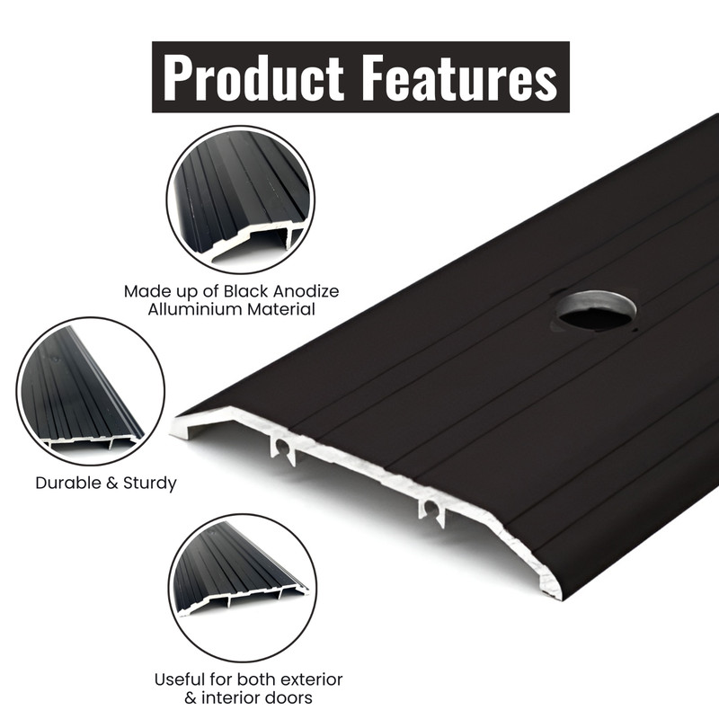CBW Black Anodized Aluminum Threshold 4 Wide 1/2" Height gallery