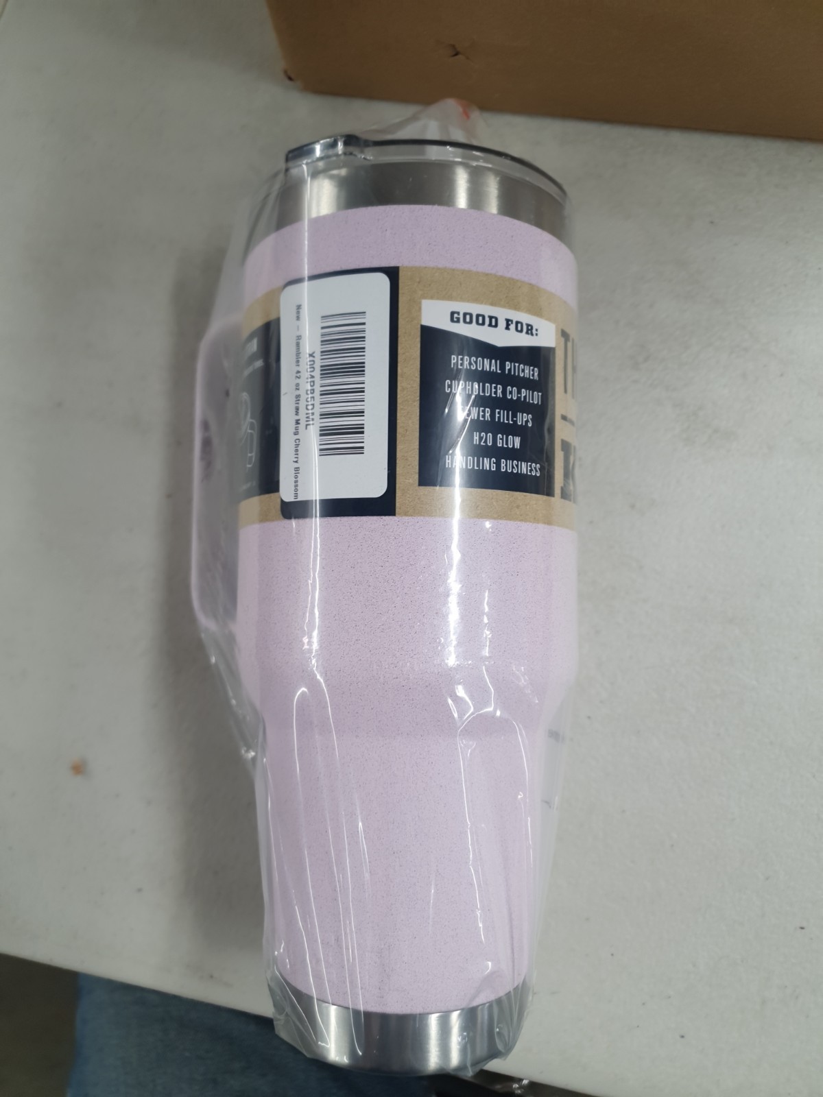 YETI 42 oz Rambler With Handle Straw Cherry Blossom Textured Pink gallery
