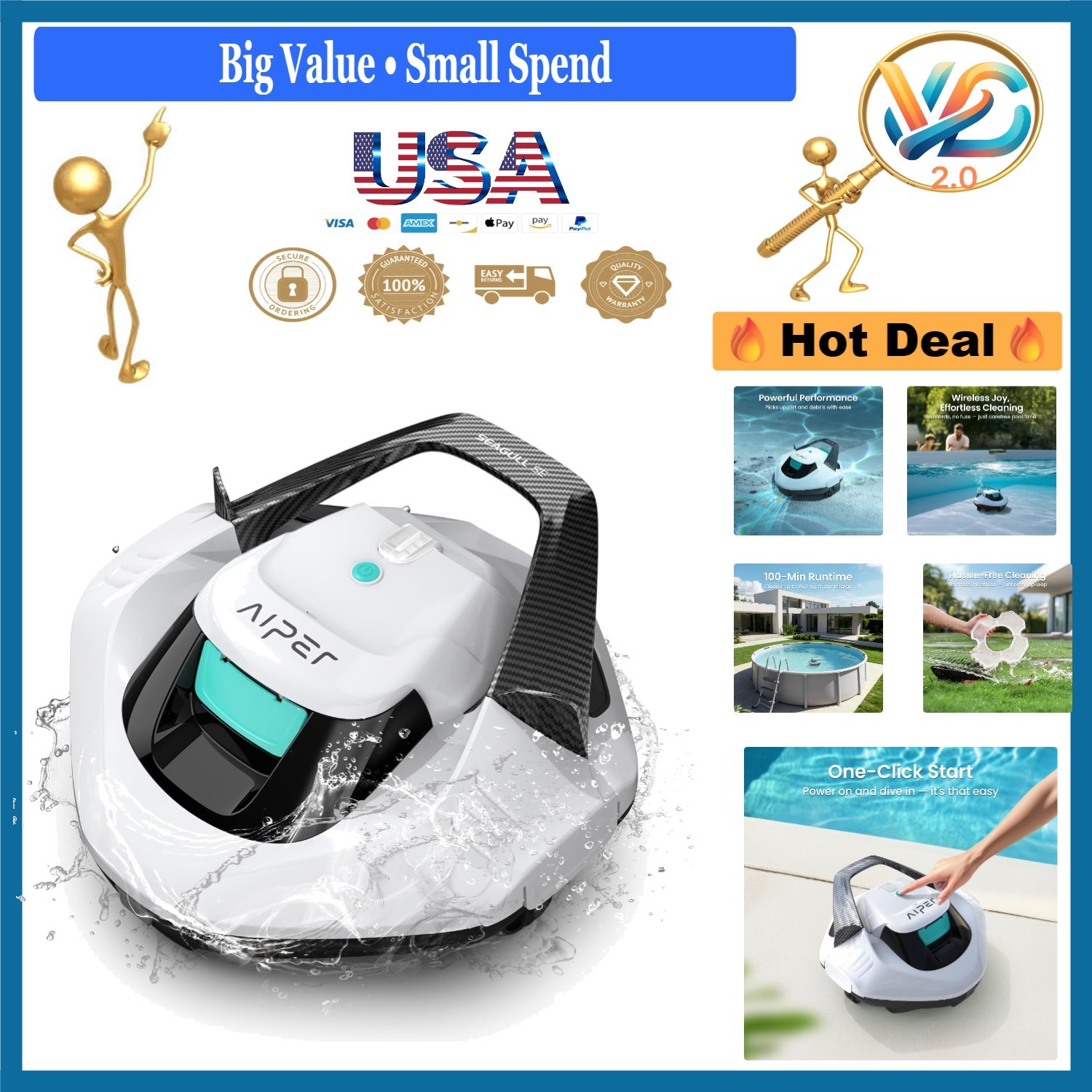 Seagull SE 2026 Cordless Robotic Pool Cleaner 100 Min Runtime Suction gallery