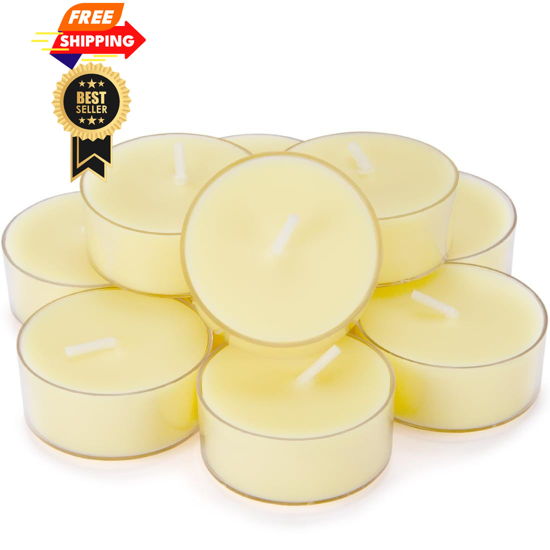 Natural Citronella Tea Light Candles, Tiny Soy Wax 12 pack, Yellow gallery