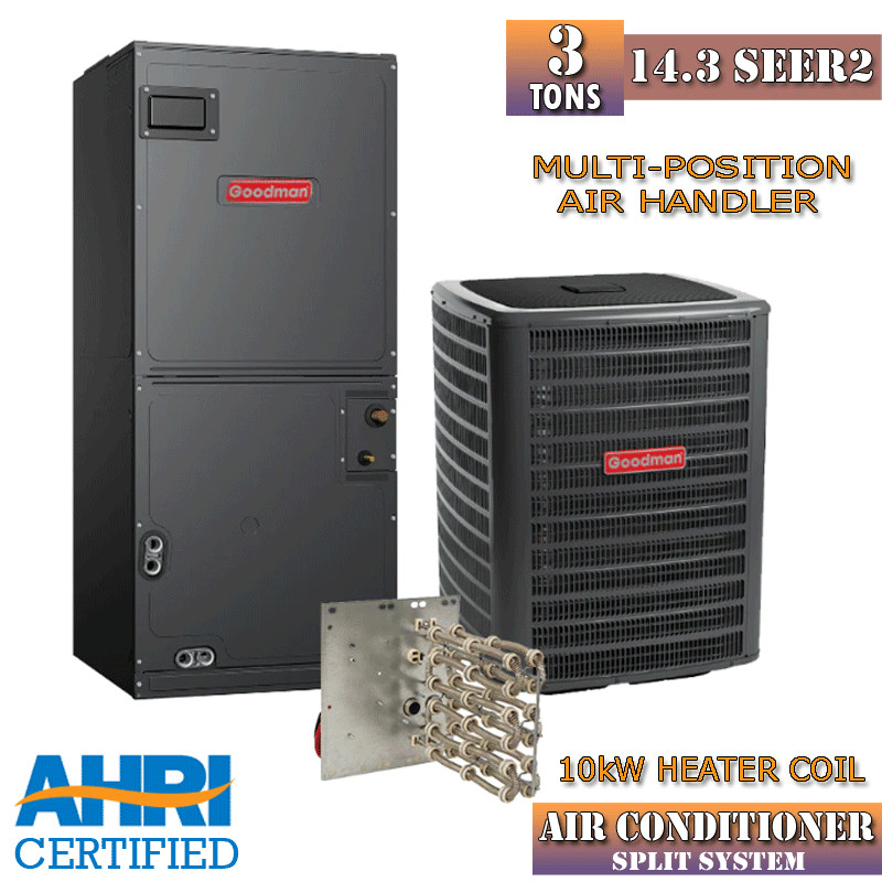 Goodman 3 Ton AC Split System 14.3 SEER2 Multi-Position Air Handler GSXN403610