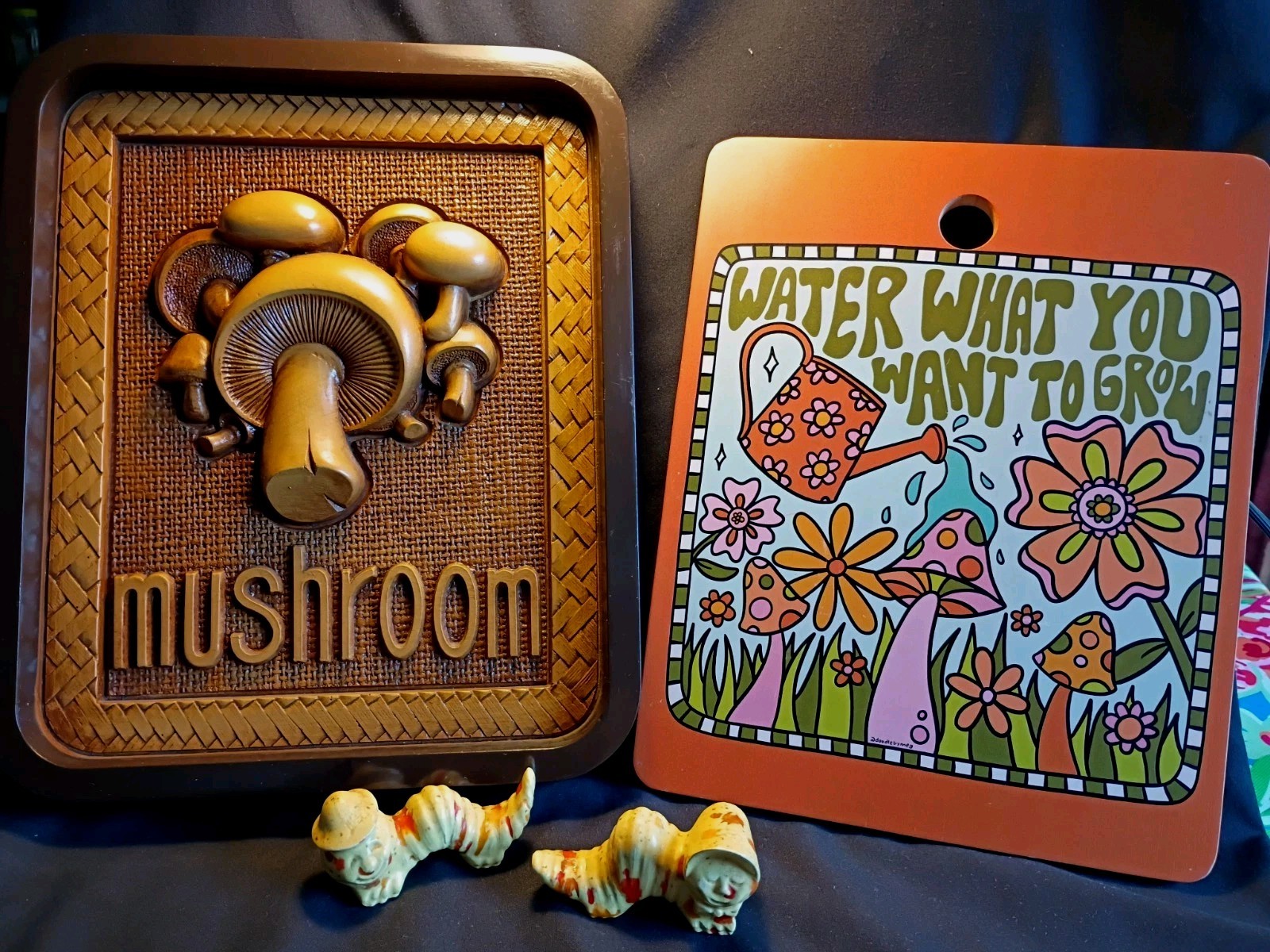 MCM & Modern Mushroom Home Decor Bundle + Anthropomorphic Caterpillar Figurines gallery