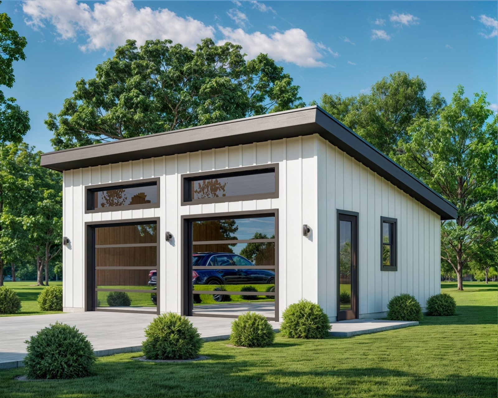 Two Car Garage Plan 24'x28', Detached Shed Roof Garage, 672 Sq Ft, 9 Ft Walls gallery