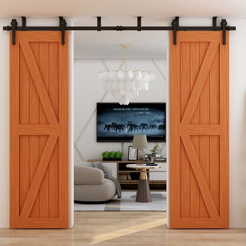4FT-20FT Ceiling Mount Rail Sliding Barn Door Hardware Kit Track Roller Closet gallery