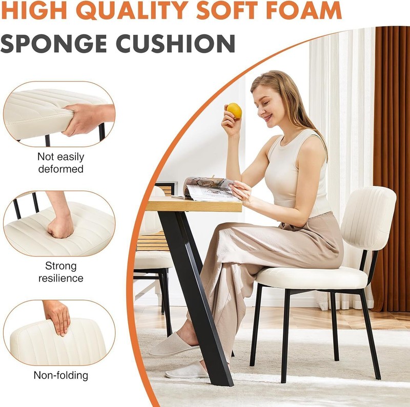 2 Pcs PU Leather Dining Chairs Set,Comfy Upholstered,Modern Home Kitchen Chair gallery