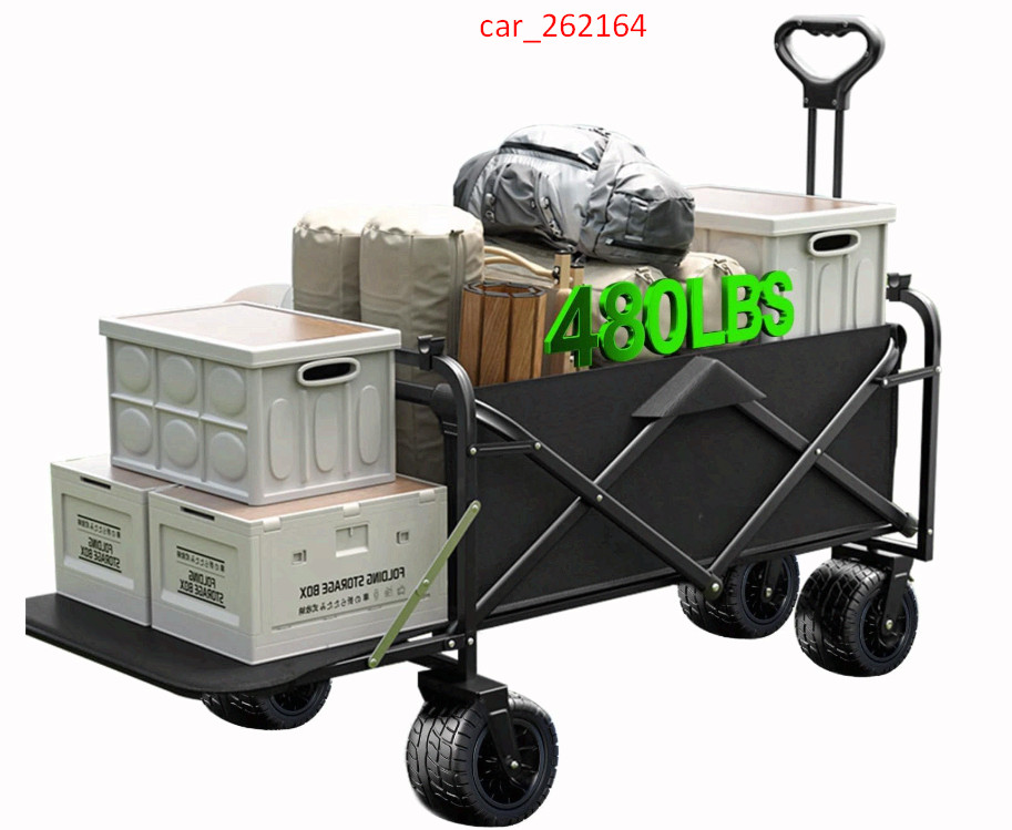 Collapsible Wagon Cart Foldable with Tailgate, 240L 480lbs Capacity, Heavy Duty gallery