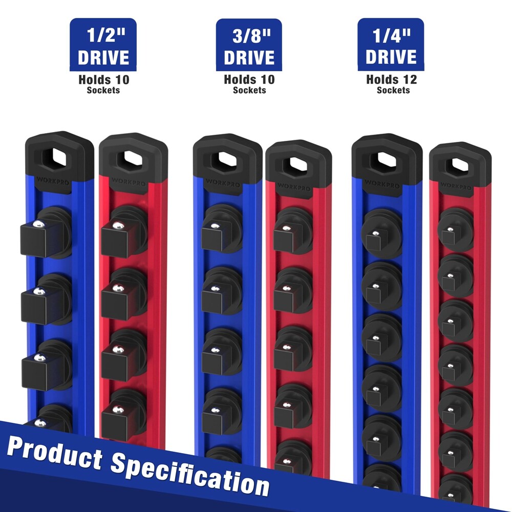 6PC Magnetic Socket Organizer Sets Aluminum Alloy Socket Rail Holder gallery