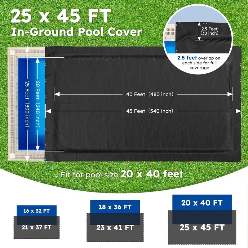 MR. COVER 25x45 FT Rectangle Pool Cover Above Ground Solar Protector Black PE gallery