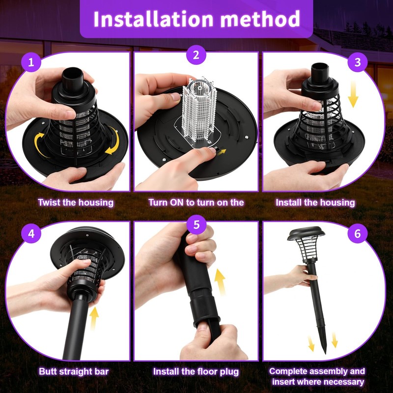 4PCS Solar Bug Zapper Outdoor Waterproof Mosquito Killer Lamp Garden Patio Light gallery