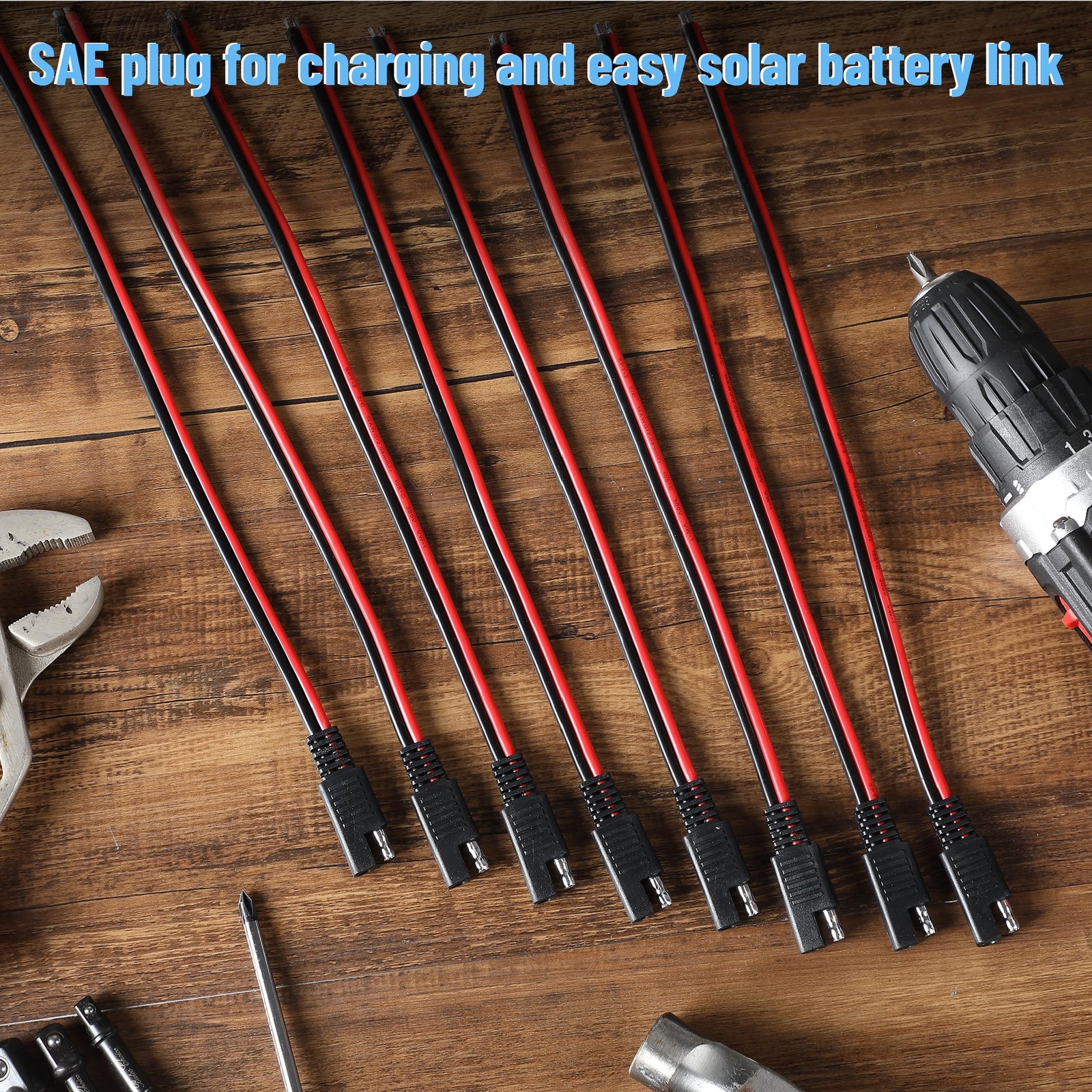 8 Pack SAE Connector Cable 14AWG 1Ft 2 Pin SAE Quick Connect Disconnect Plug gallery
