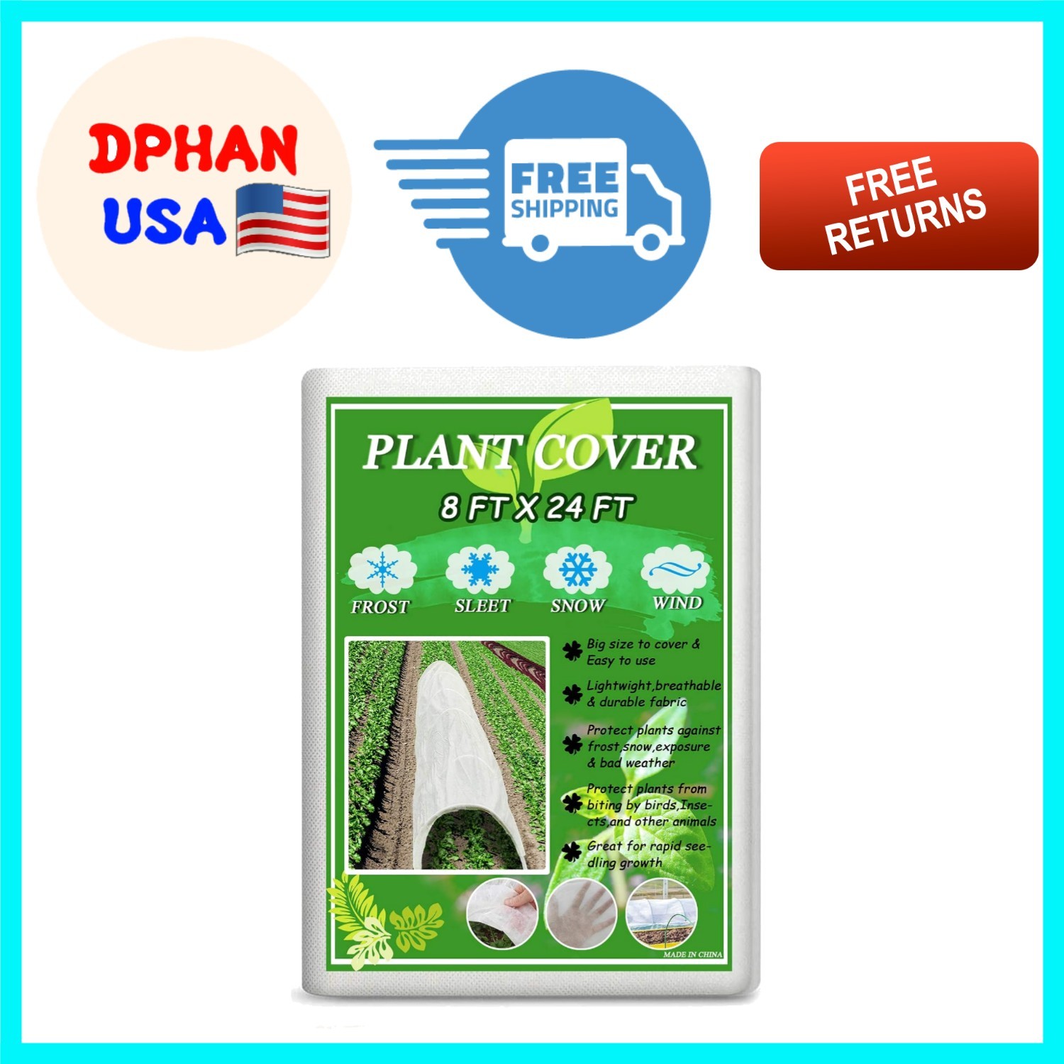 8FT x 24FT Breathable Plant Covers for Frost, Pest & Weather Protection gallery