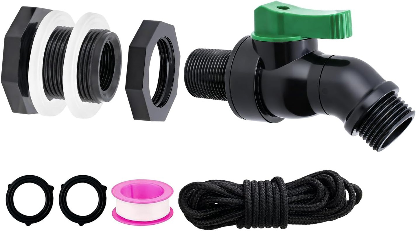 Plastics Rain Barrel Spigot Kit, High Flow Valve Core Water Tank Faucet+Pvc Bulk gallery