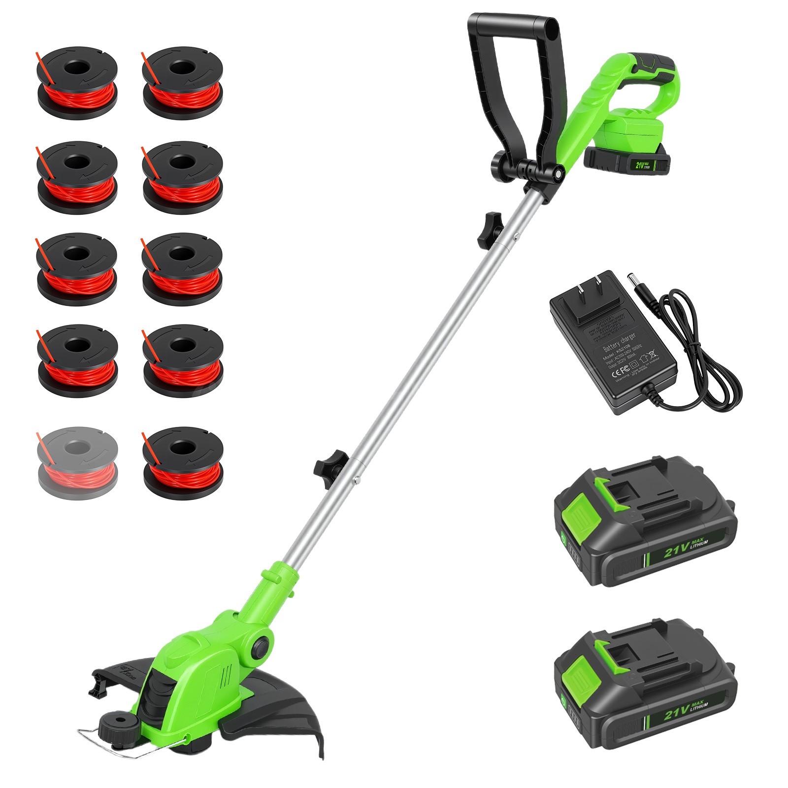 Electric Cordless Grass String Trimmer Lawn Edger Weed Wacker Cutter & 2 Battery gallery