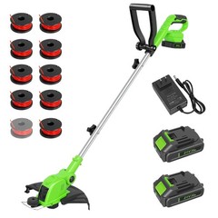 Electric Cordless Grass String Trimmer Lawn Edger Weed Wacker Cutter & 2 Battery