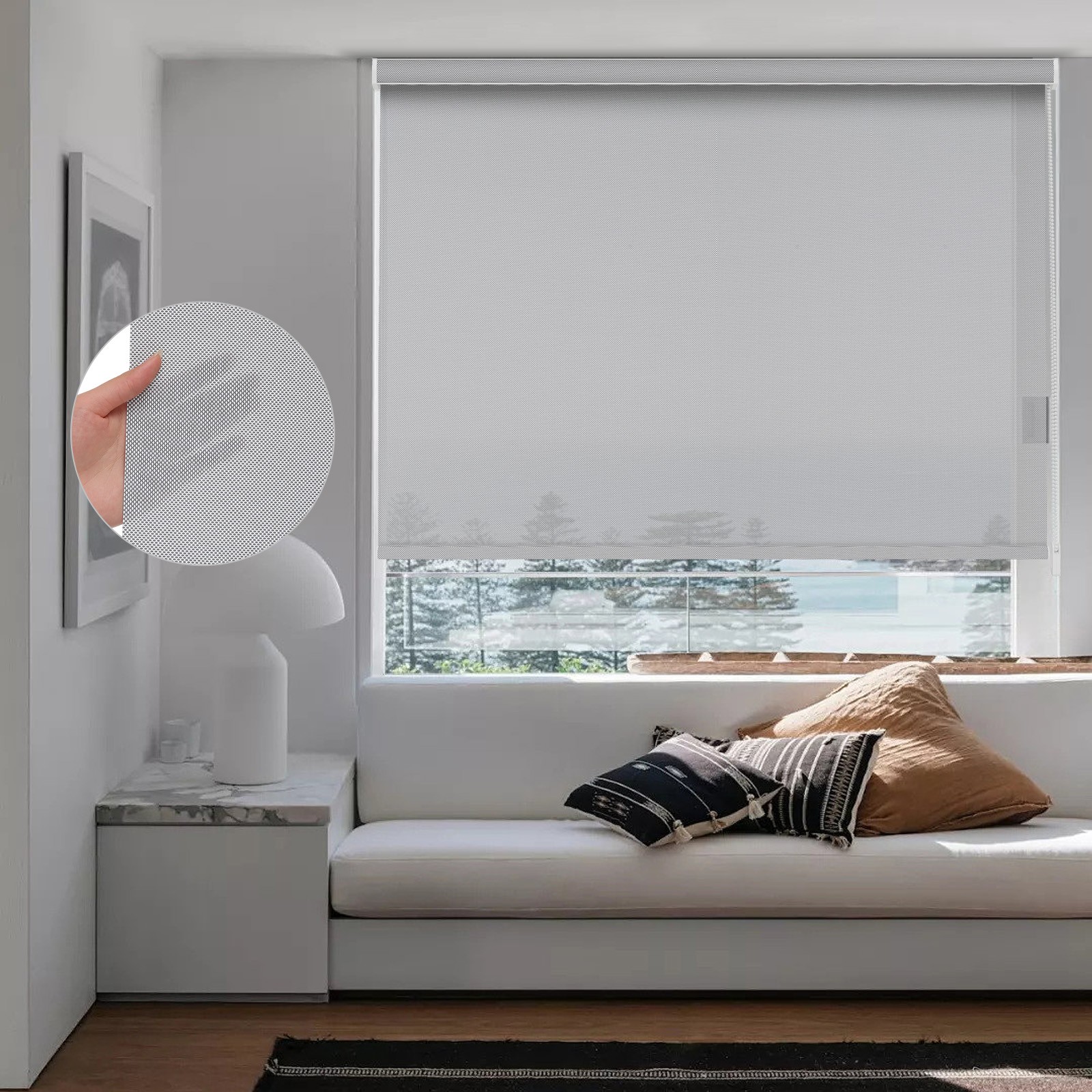 Changshade Corded Window Blinds Light Filtering Roller Shades White/ Black/Grey gallery