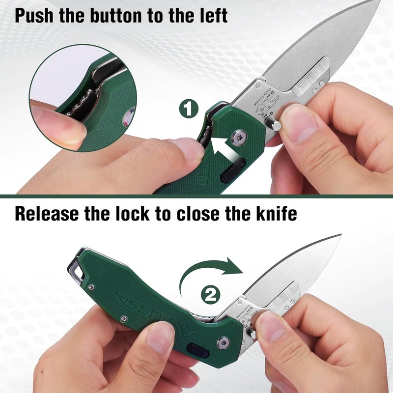 FLISSA Replaceable Blade Folding Knife 3-in-1 Pocket Hunting Knives G10 Handle gallery