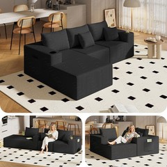 107″ Modular Cloud Couch Sectional with Left Chaise, L-Shaped Boneless Sofa